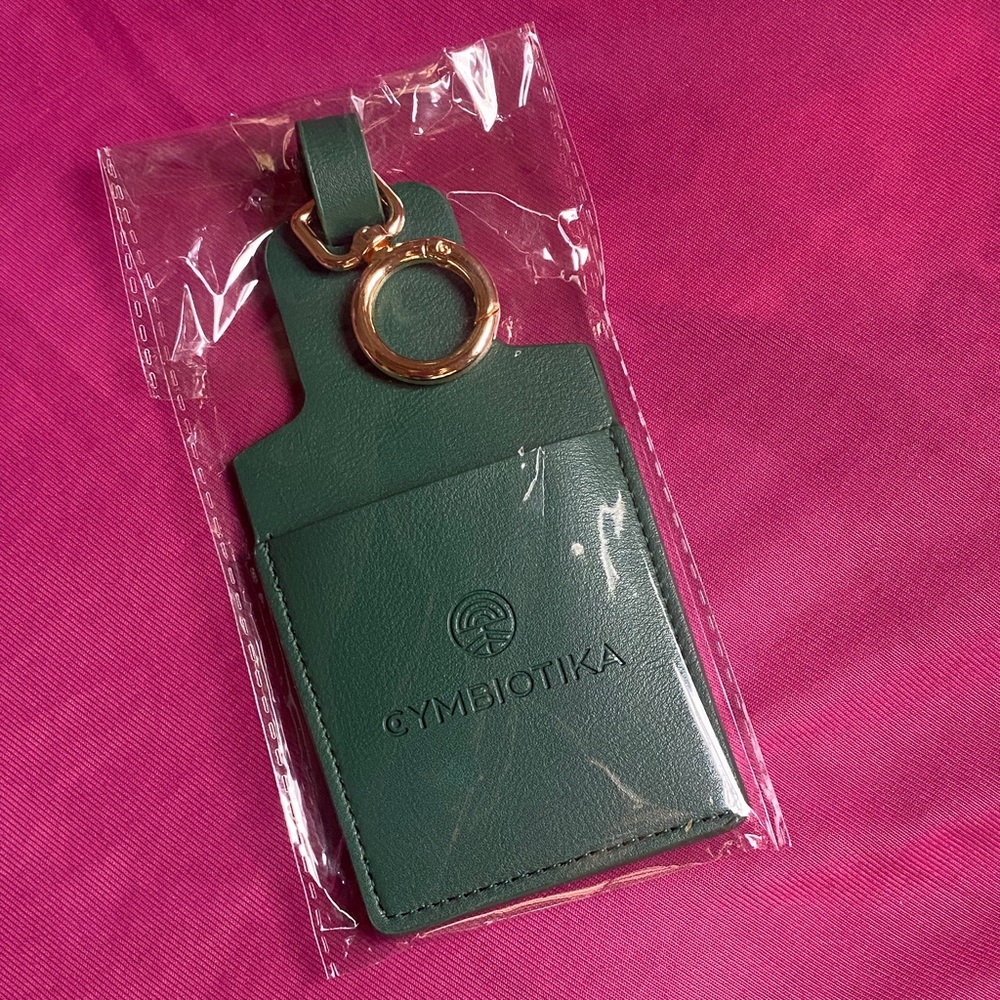 Cymbiotika Leather Packet Holder Emerald Green Rose Gold Travel Purse Pouch